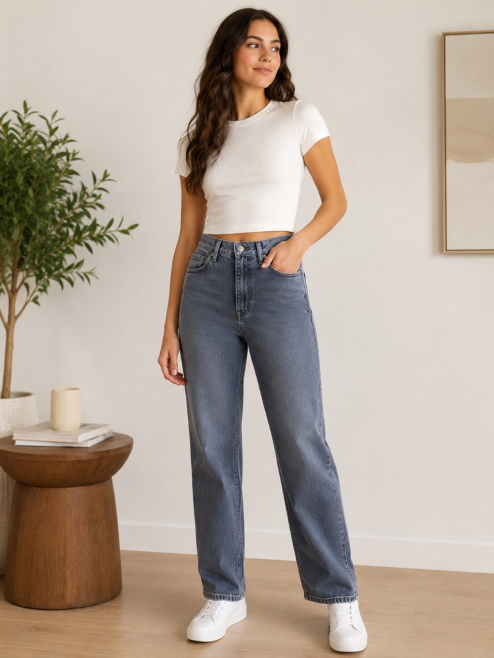 High Rise Straight Leg Jeans NWT Size 12 Medium Wash
